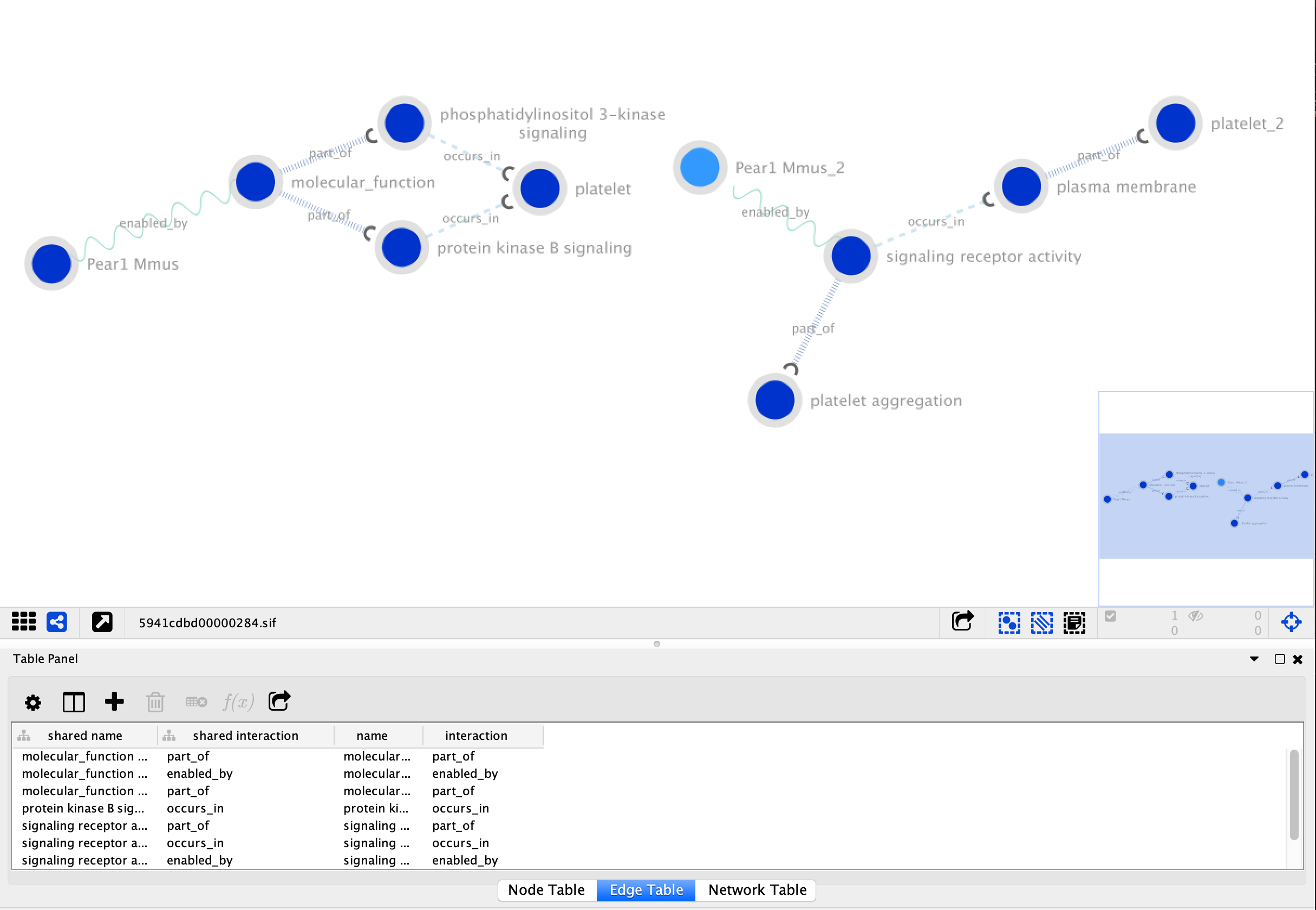 GO-CAM visualized with Cytoscape