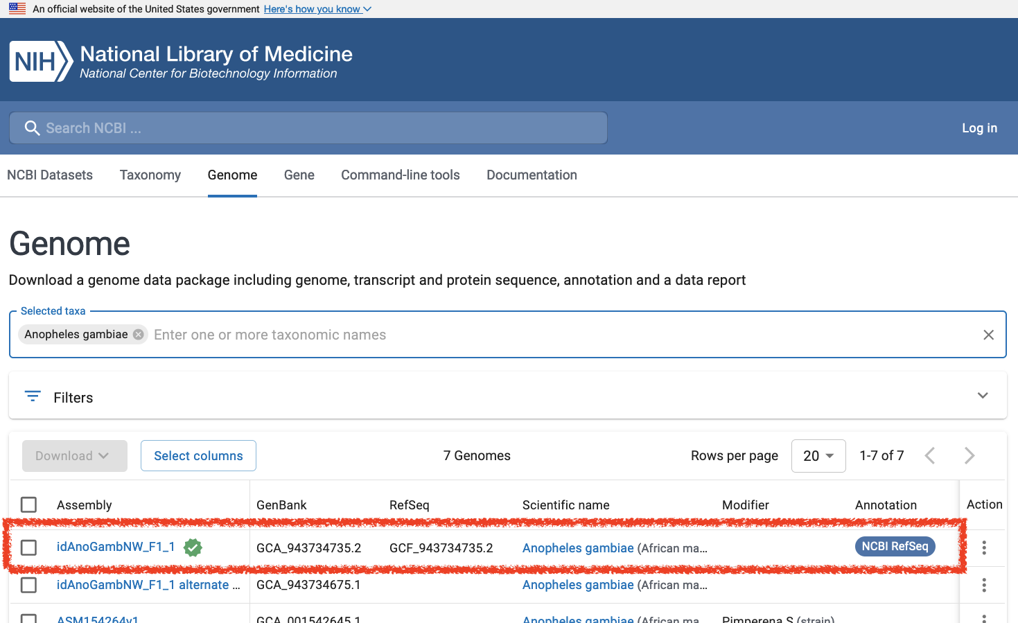 NCBI reference assembly